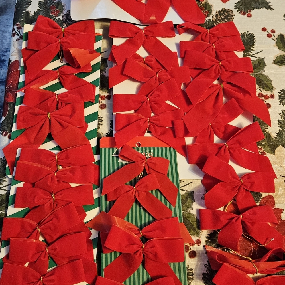 Festive Red Velvet Holiday Bows Set 40 Total